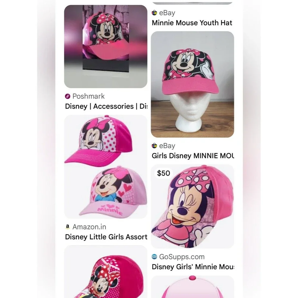 #2278*Pink Minnie Mouse Kids' Cap - Minnie Character Hat